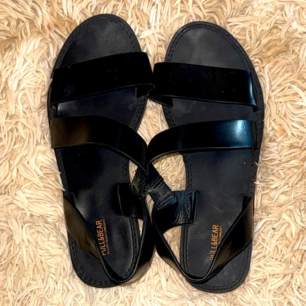 Pull&Bear Glossy Black Women's Sandals - 36/6